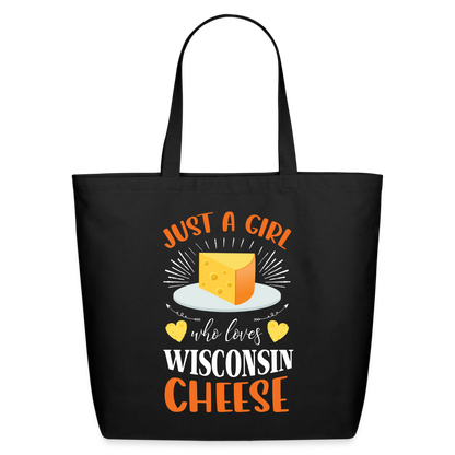 Just A Girl Who Loves Wisconsin Cheese - Eco-Friendly Cotton Tote - black