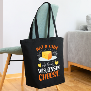 Just A Girl Who Loves Wisconsin Cheese - Eco-Friendly Cotton Tote - black