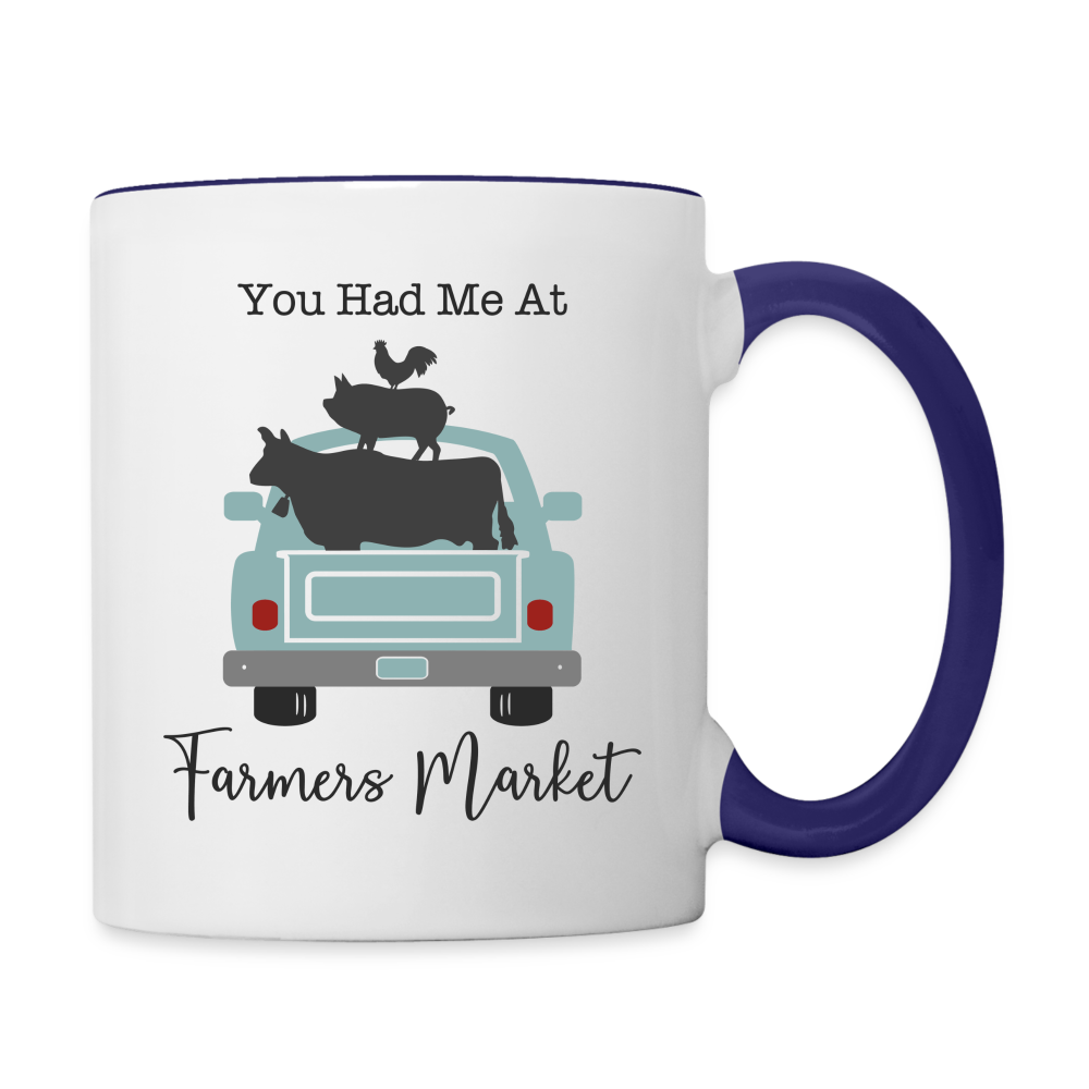 You Had Me At Farmer's Market - Contrast Coffee Mug - white/cobalt blue