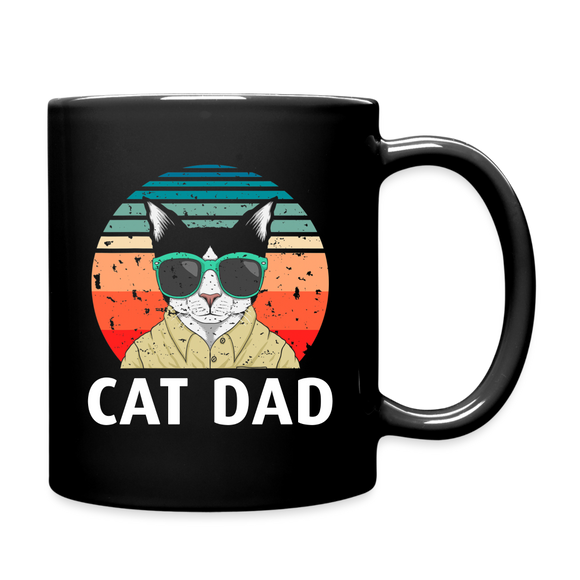 Cat Dad - Retro - Full Color Mug - black