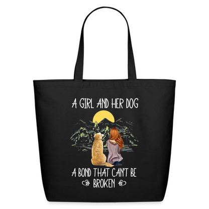 A Girl And Her Dog - Eco-Friendly Cotton Tote - black