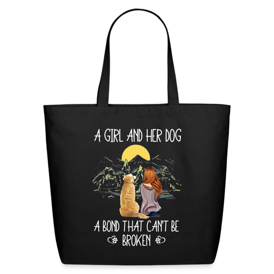 A Girl And Her Dog - Eco-Friendly Cotton Tote - black