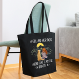 A Girl And Her Dog - Eco-Friendly Cotton Tote - black