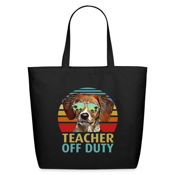 Teacher - Off Duty - Dog - Eco-Friendly Cotton Tote - black