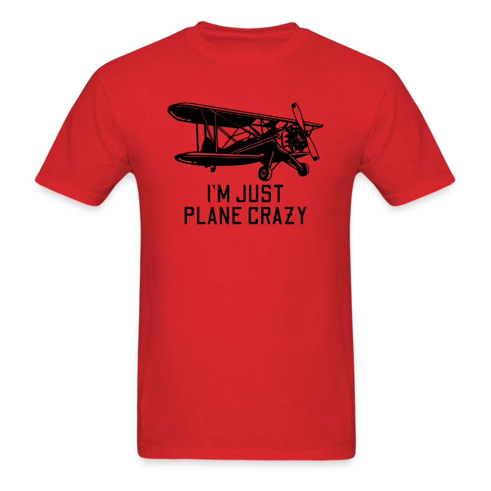 I'm Just Plane Crazy - Biplane - Black - Unisex Classic T-Shirt - red