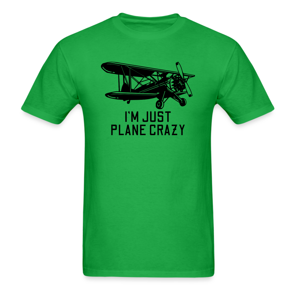 I'm Just Plane Crazy - Biplane - Black - Unisex Classic T-Shirt - bright green