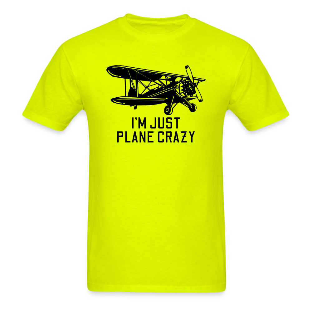 I'm Just Plane Crazy - Biplane - Black - Unisex Classic T-Shirt - safety green