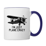 I'm Just Plane Crazy - Biplane - Black - Contrast Coffee Mug - white/cobalt blue