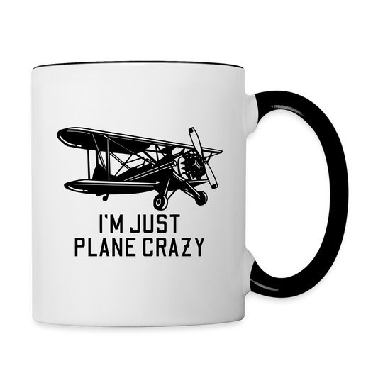 I'm Just Plane Crazy - Biplane - Black - Contrast Coffee Mug - white/black