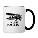 I'm Just Plane Crazy - Biplane - Black - Contrast Coffee Mug - white/black