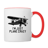 I'm Just Plane Crazy - Biplane - Black - Contrast Coffee Mug - white/red