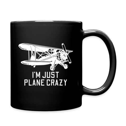 I'm Just Plane Crazy - Biplane - White - Full Color Mug - black