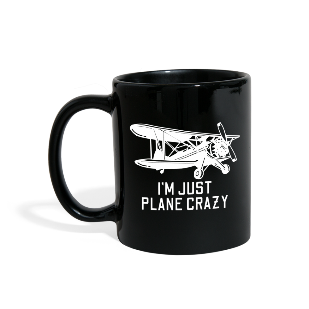 I'm Just Plane Crazy - Biplane - White - Full Color Mug - black