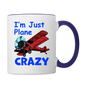 I'm Just Plane Crazy - Biplane - Red - Contrast Coffee Mug - white/cobalt blue