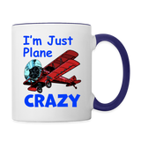 I'm Just Plane Crazy - Biplane - Red - Contrast Coffee Mug - white/cobalt blue