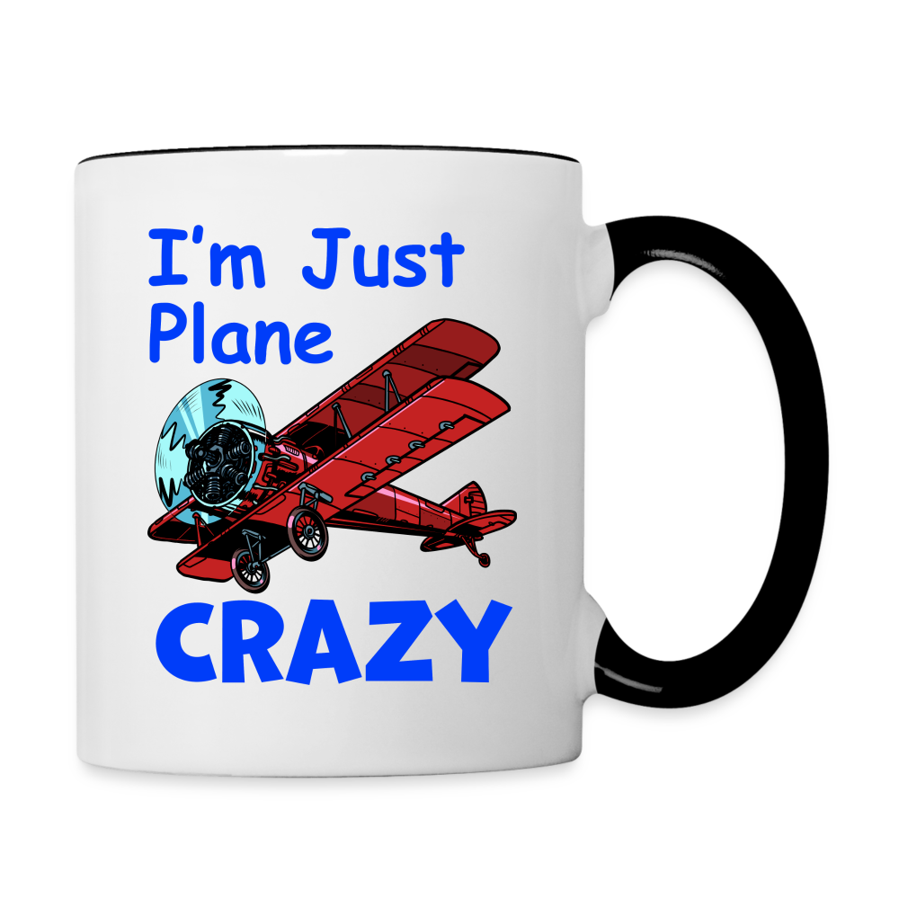 I'm Just Plane Crazy - Biplane - Red - Contrast Coffee Mug - white/black