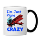 I'm Just Plane Crazy - Biplane - Red - Contrast Coffee Mug - white/black