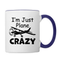 I'm Just Plane Crazy - High Wing - Black - Contrast Coffee Mug - white/cobalt blue