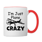 I'm Just Plane Crazy - High Wing - Black - Contrast Coffee Mug - white/red