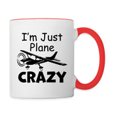 I'm Just Plane Crazy - High Wing - Black - Contrast Coffee Mug - white/red