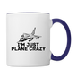 I'm Just Plane Crazy - Fighter - Jet - Contrast Coffee Mug - white/cobalt blue