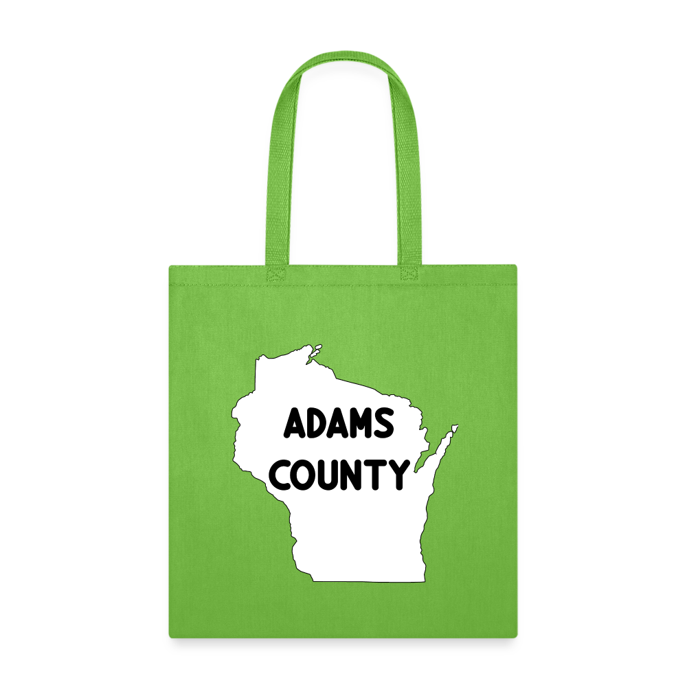 Adams County - Wisconsin - Tote Bag - lime green