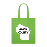Adams County - Wisconsin - Tote Bag - lime green