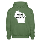 Adams County - Wisconsin - Gildan Heavy Blend Adult Hoodie - military green