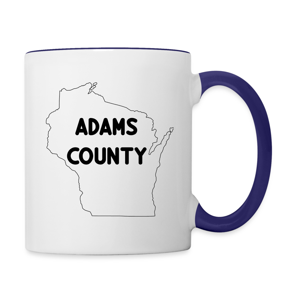 Adams County - Wisconsin - Contrast Coffee Mug - white/cobalt blue