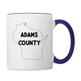 Adams County - Wisconsin - Contrast Coffee Mug - white/cobalt blue