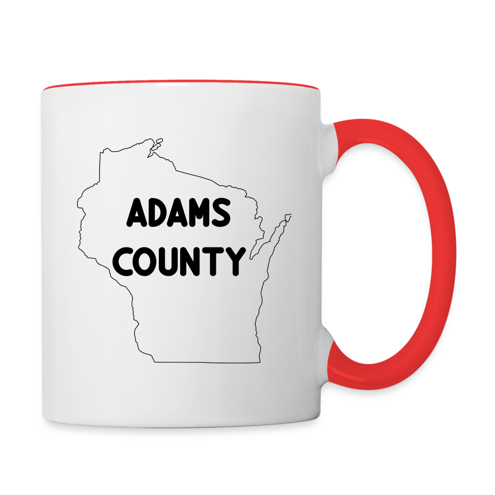 Adams County - Wisconsin - Contrast Coffee Mug - white/red