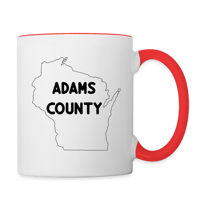 Adams County - Wisconsin - Contrast Coffee Mug - white/red