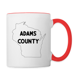 Adams County - Wisconsin - Contrast Coffee Mug - white/red