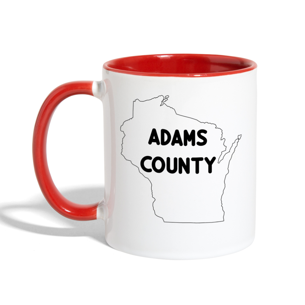 Adams County - Wisconsin - Contrast Coffee Mug - white/red