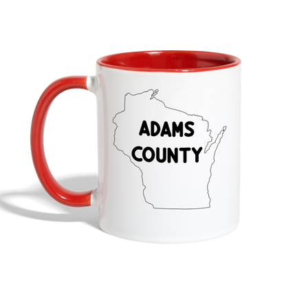 Adams County - Wisconsin - Contrast Coffee Mug - white/red