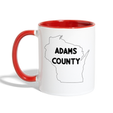 Adams County - Wisconsin - Contrast Coffee Mug - white/red